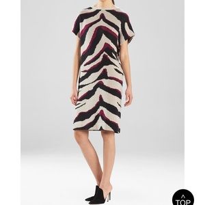 NATORI LE TIGRE-ANGKOR BOATNECK TIGER STRIPE DRESS COTTON SILK CASHMERE BLEND